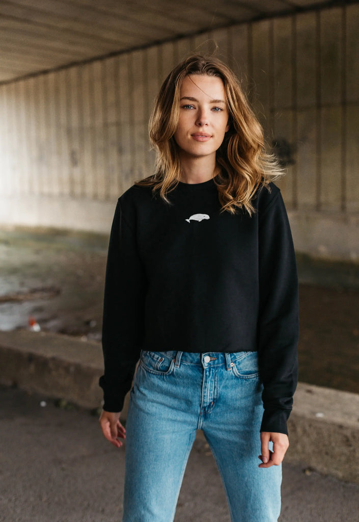 beluga womens cropped sweatshirt Big Wild Thought