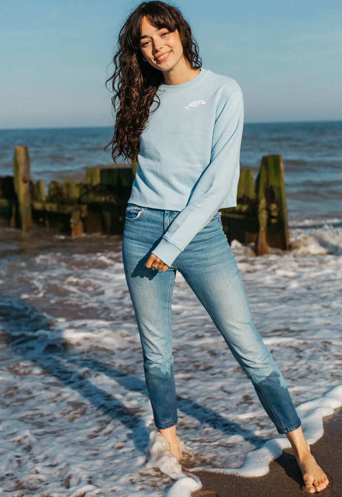 beluga womens cropped sweatshirt Big Wild Thought