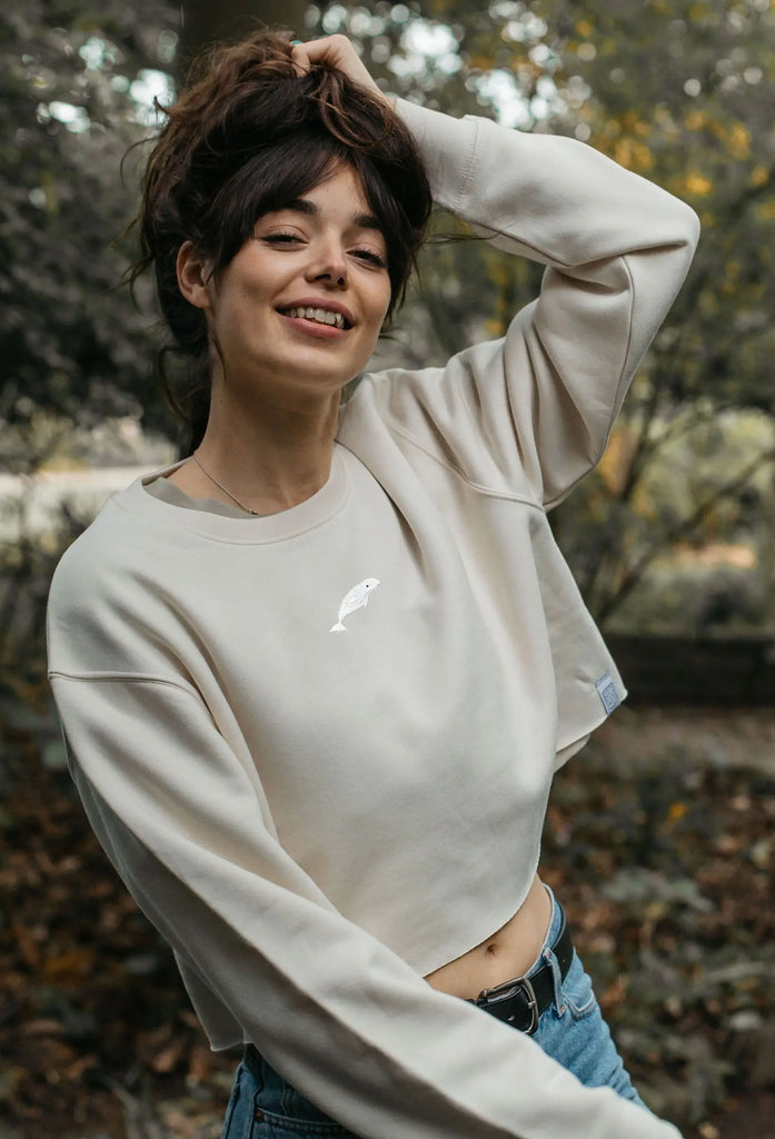 beluga womens cropped sweatshirt Big Wild Thought