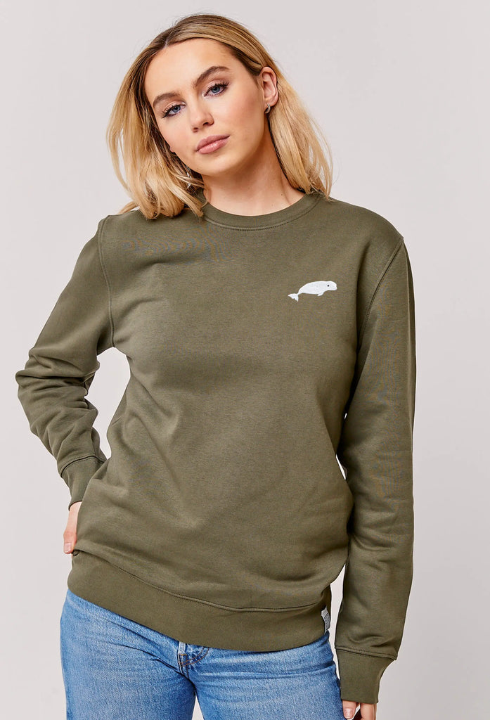 Beluga Embroidered Organic Sustainable Sweatshirt Jumper Big Wild Thought