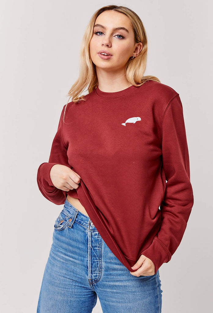 Beluga Embroidered Organic Sustainable Sweatshirt Jumper Big Wild Thought