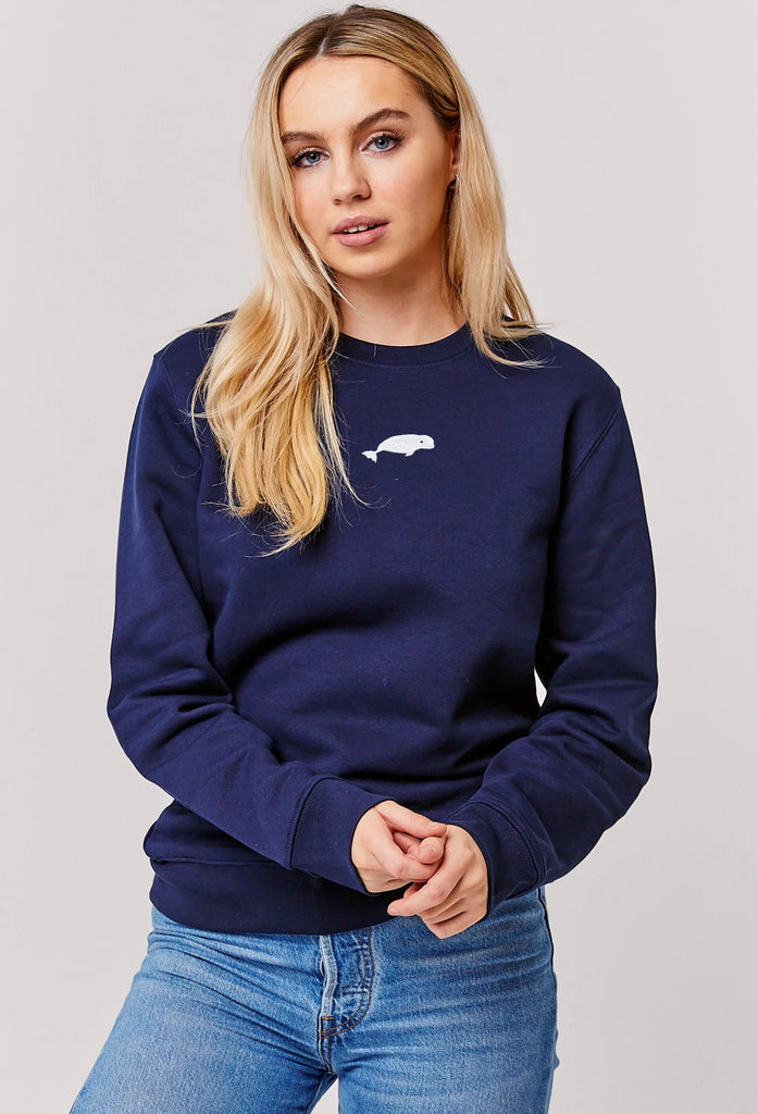 Beluga Embroidered Organic Sustainable Sweatshirt Jumper Big Wild Thought