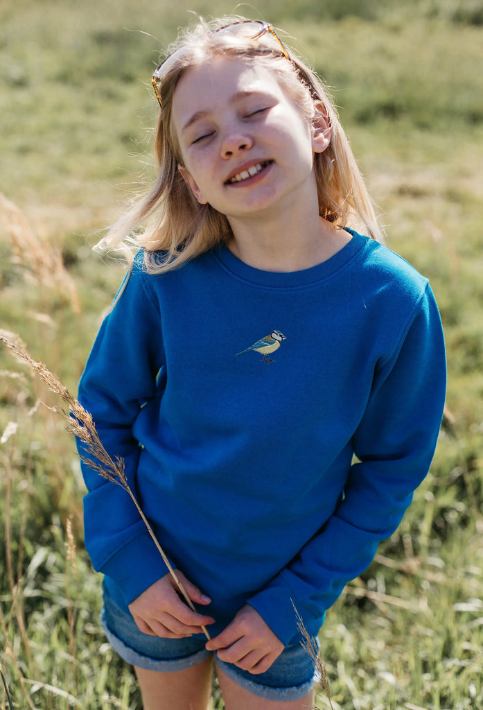 blue tit childrens sweatshirt Big Wild Thought