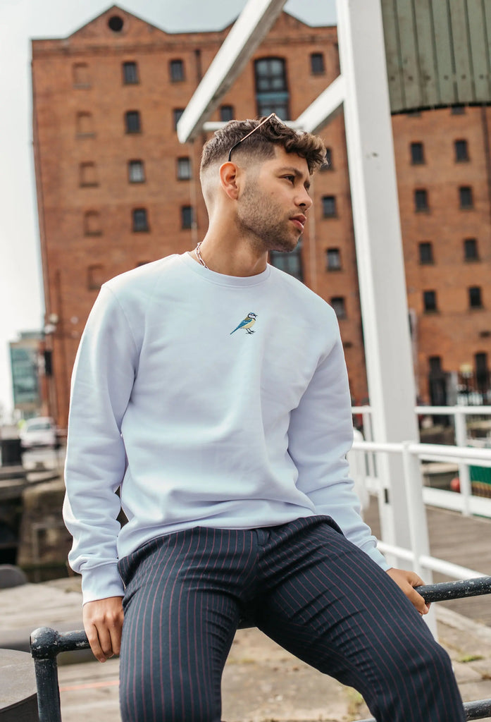 Blue Tit  Embroidered Organic Sustainable Sweatshirt Jumper Big Wild Thought