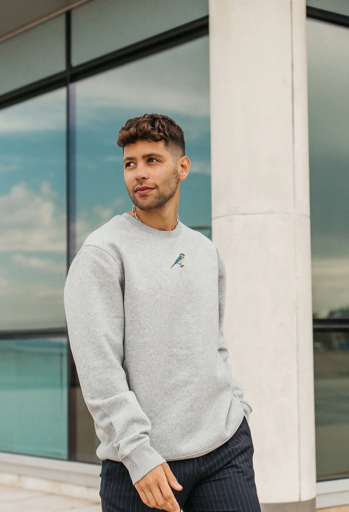 Blue Tit  Embroidered Organic Sustainable Sweatshirt Jumper Big Wild Thought