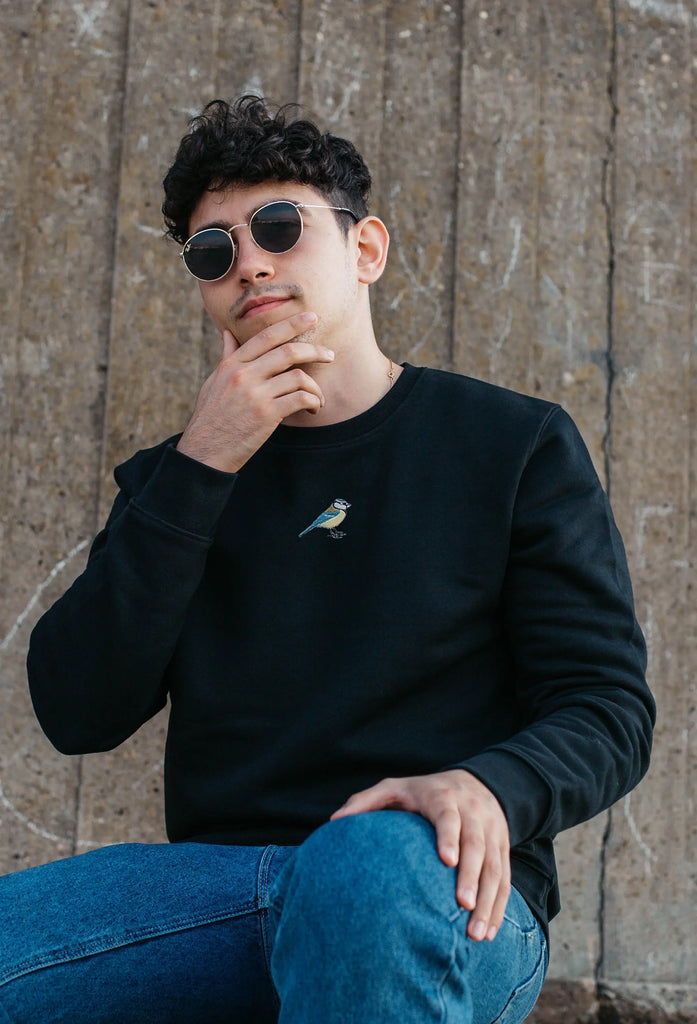 Blue Tit  Embroidered Organic Sustainable Sweatshirt Jumper Big Wild Thought