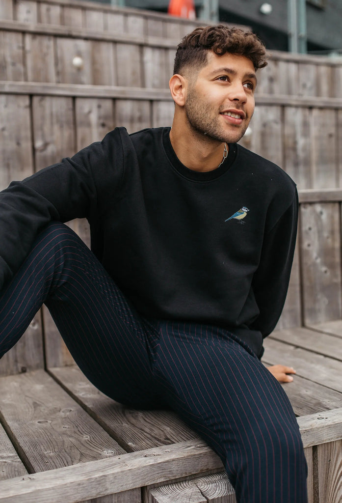 Blue Tit  Embroidered Organic Sustainable Sweatshirt Jumper Big Wild Thought