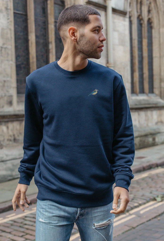 Blue Tit  Embroidered Organic Sustainable Sweatshirt Jumper Big Wild Thought