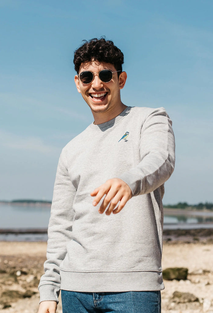 Blue Tit  Embroidered Organic Sustainable Sweatshirt Jumper Big Wild Thought