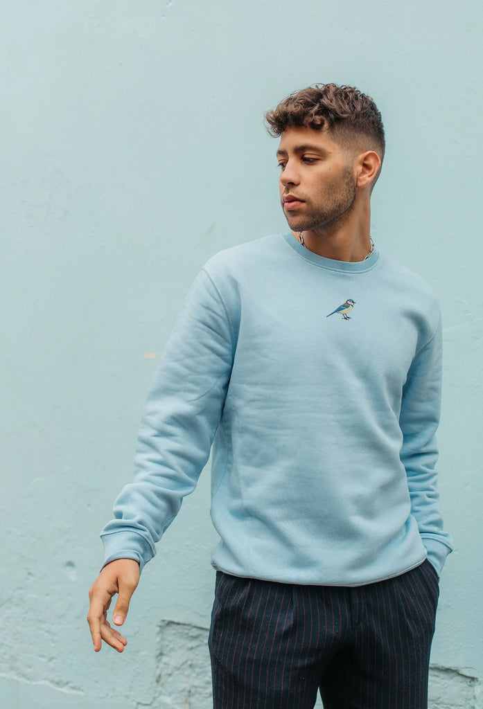 Blue Tit  Embroidered Organic Sustainable Sweatshirt Jumper Big Wild Thought