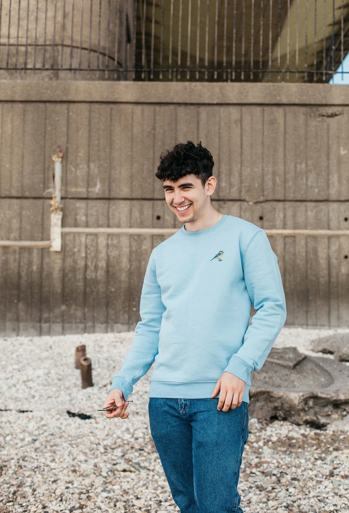 Blue Tit  Embroidered Organic Sustainable Sweatshirt Jumper Big Wild Thought
