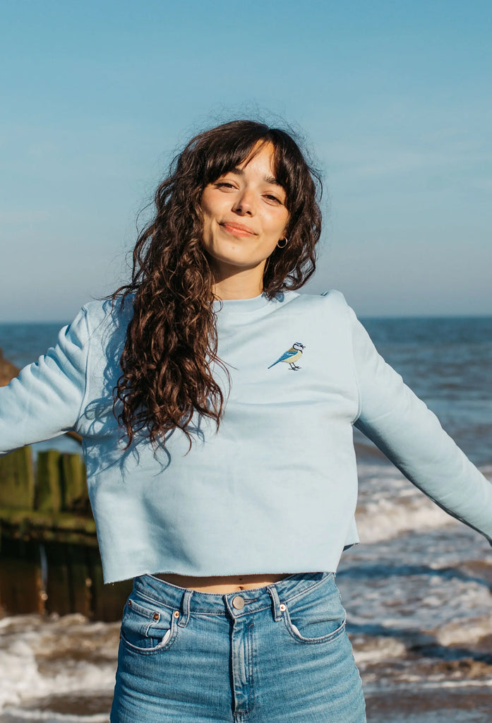 blue tit womens cropped sweatshirt Big Wild Thought