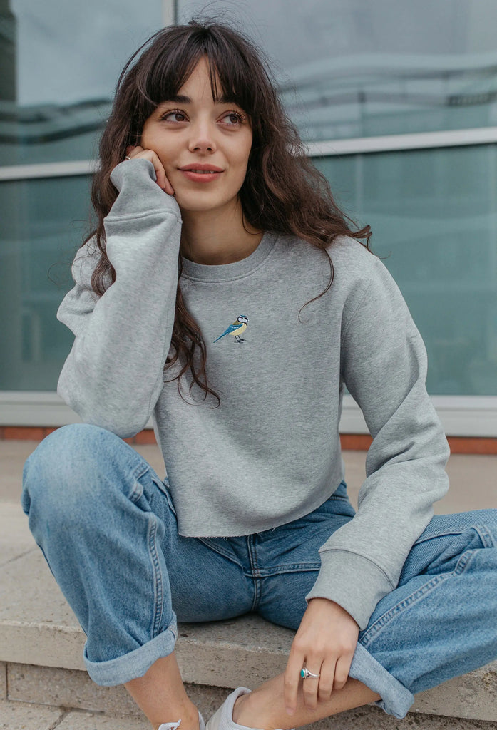 blue tit womens cropped sweatshirt Big Wild Thought