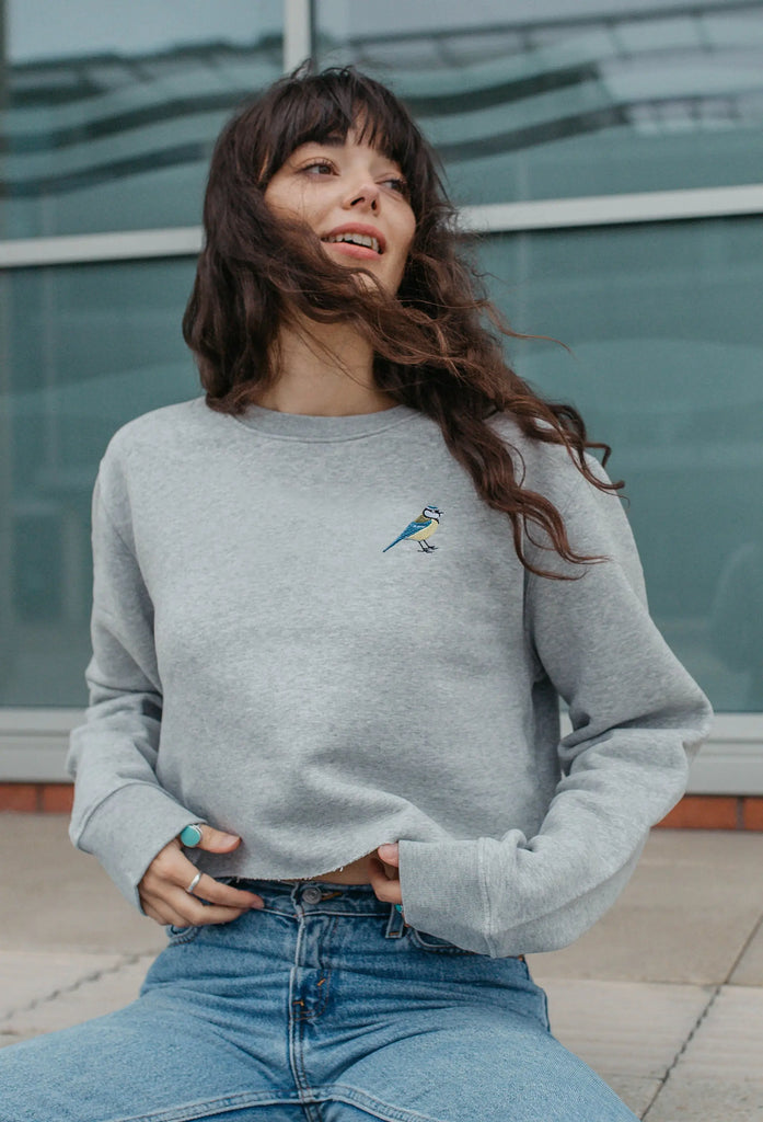 blue tit womens cropped sweatshirt Big Wild Thought