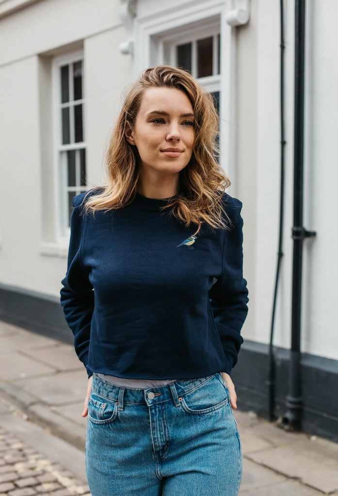 blue tit womens cropped sweatshirt Big Wild Thought