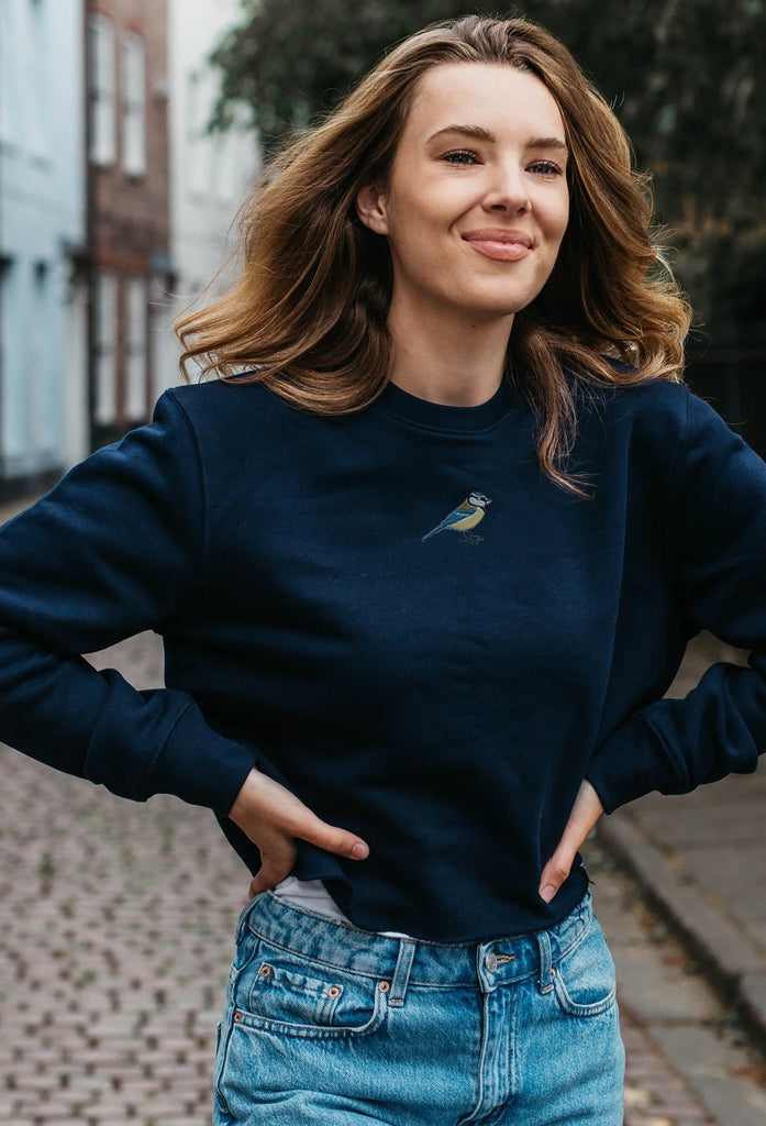 blue tit womens cropped sweatshirt Big Wild Thought
