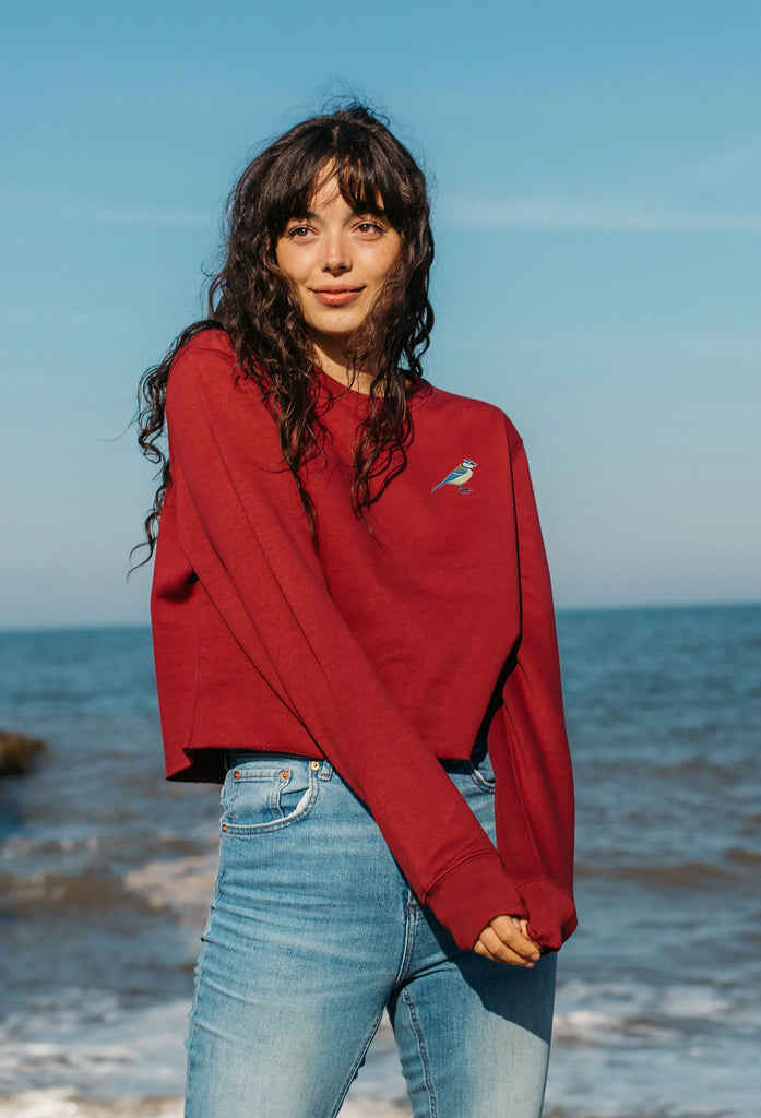 blue tit womens cropped sweatshirt Big Wild Thought