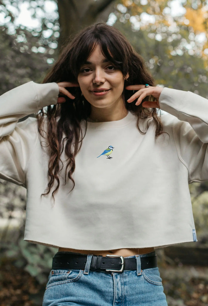 blue tit womens cropped sweatshirt Big Wild Thought
