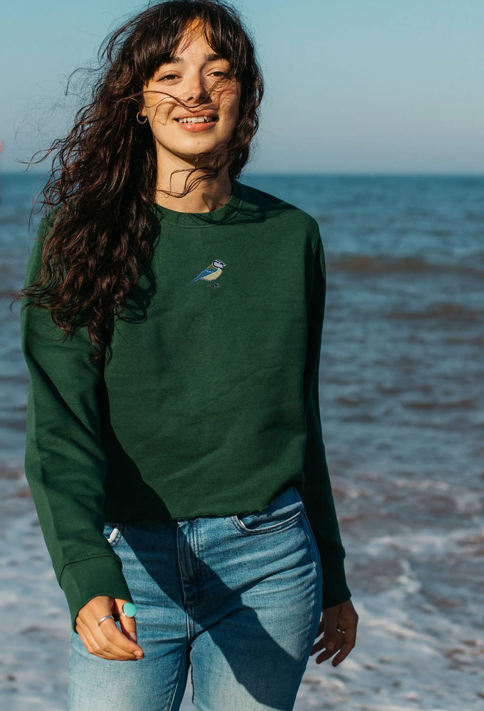 blue tit womens cropped sweatshirt Big Wild Thought