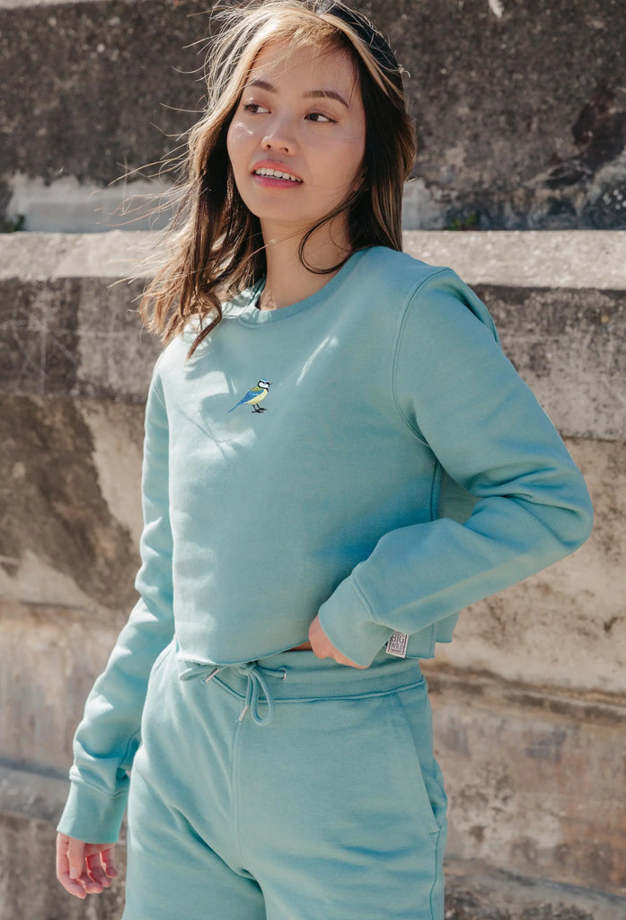 blue tit womens cropped sweatshirt Big Wild Thought