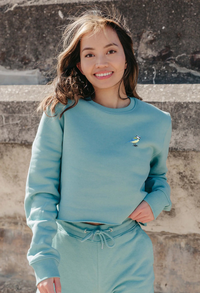 blue tit womens cropped sweatshirt Big Wild Thought