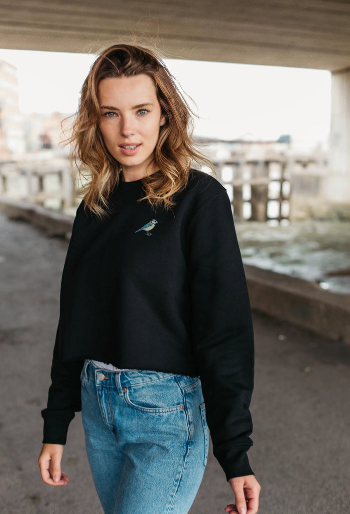 blue tit womens cropped sweatshirt Big Wild Thought