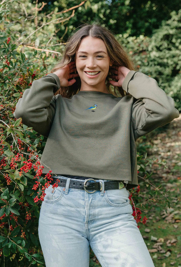 blue tit womens cropped sweatshirt Big Wild Thought