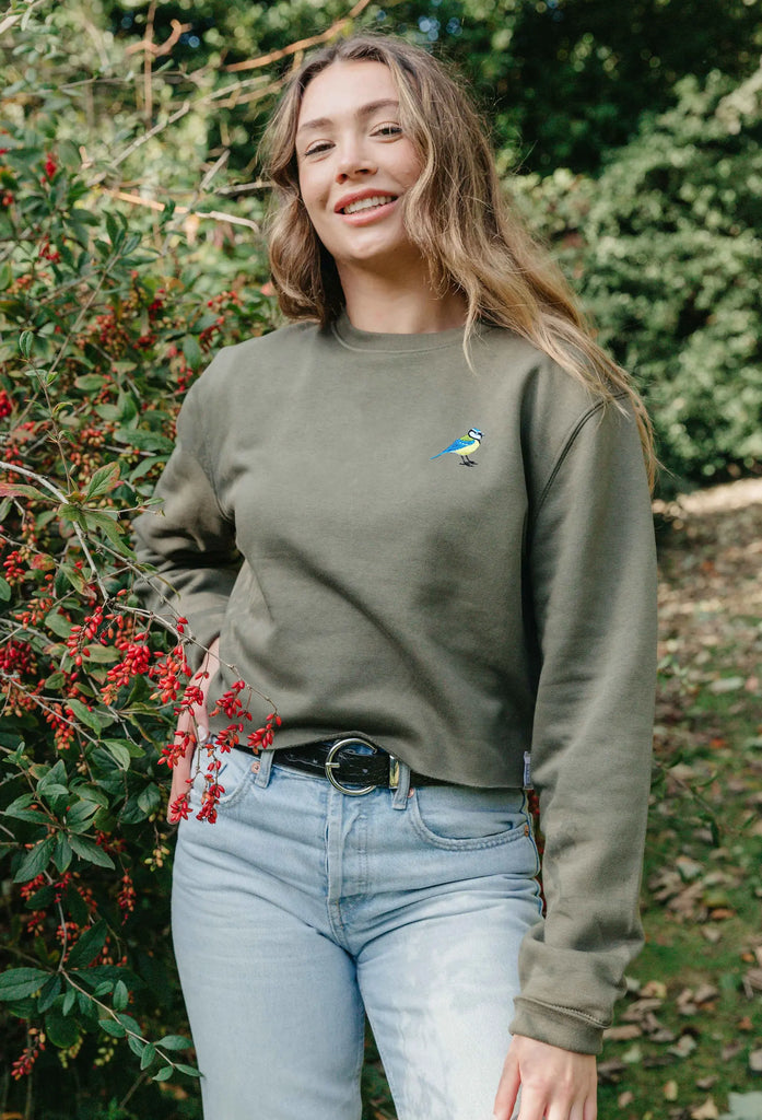 blue tit womens cropped sweatshirt Big Wild Thought