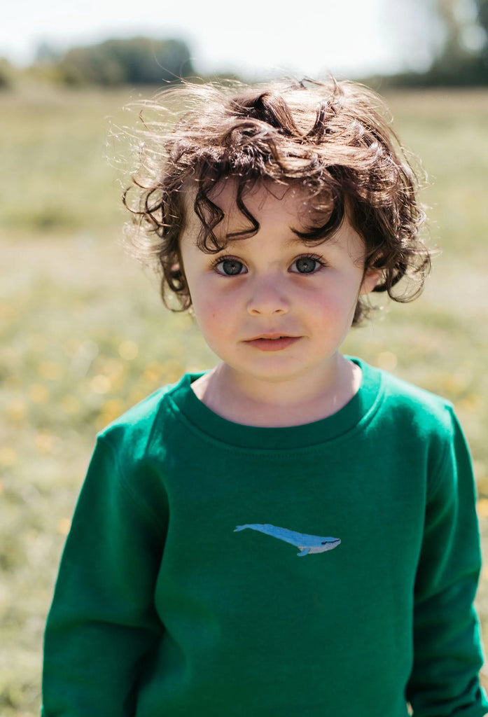 blue whale childrens sweatshirt Big Wild Thought