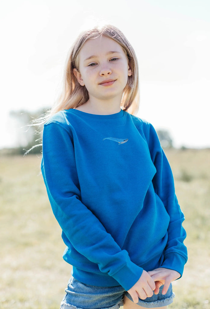 blue whale childrens sweatshirt Big Wild Thought
