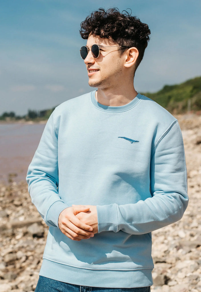 Blue Whale Embroidered Organic Sustainable Sweatshirt Jumper Big Wild Thought