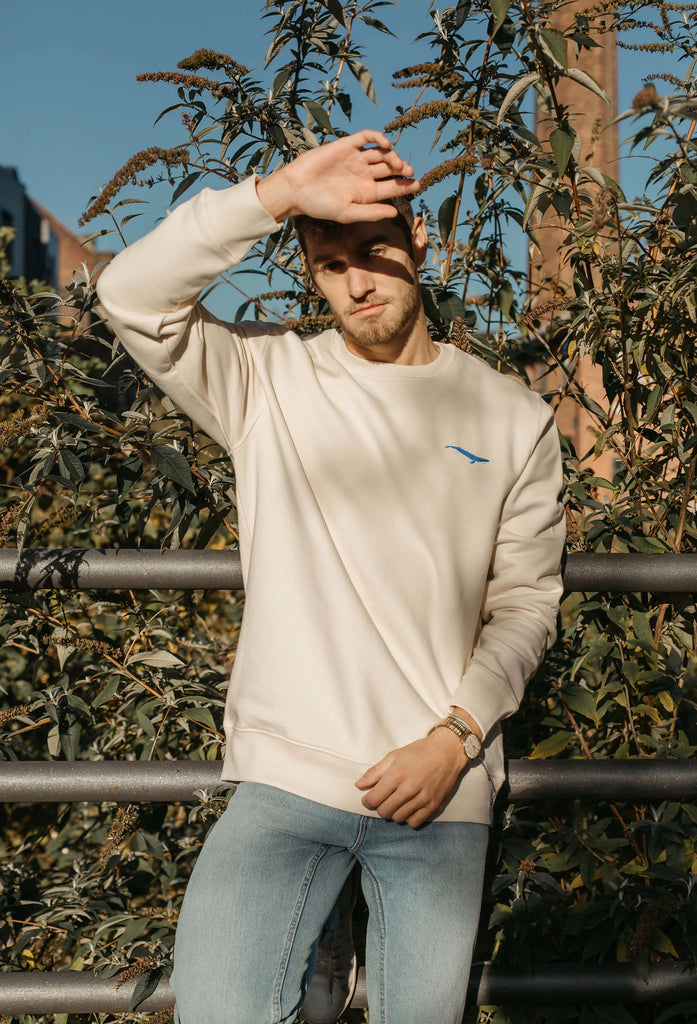 Blue Whale Embroidered Organic Sustainable Sweatshirt Jumper Big Wild Thought