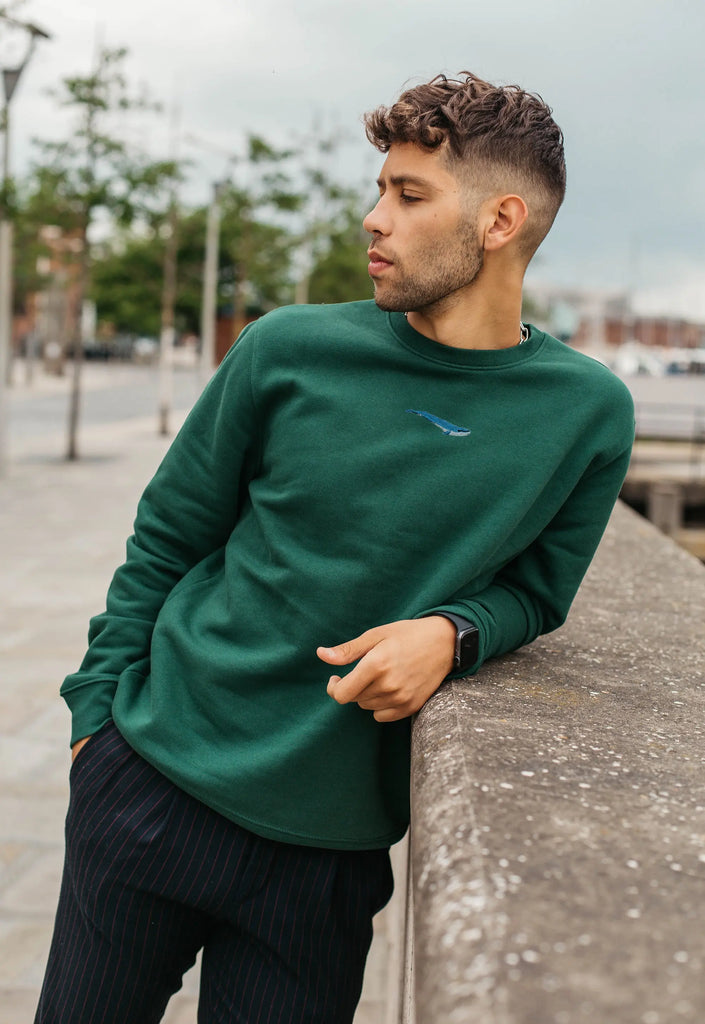 Blue Whale Embroidered Organic Sustainable Sweatshirt Jumper Big Wild Thought