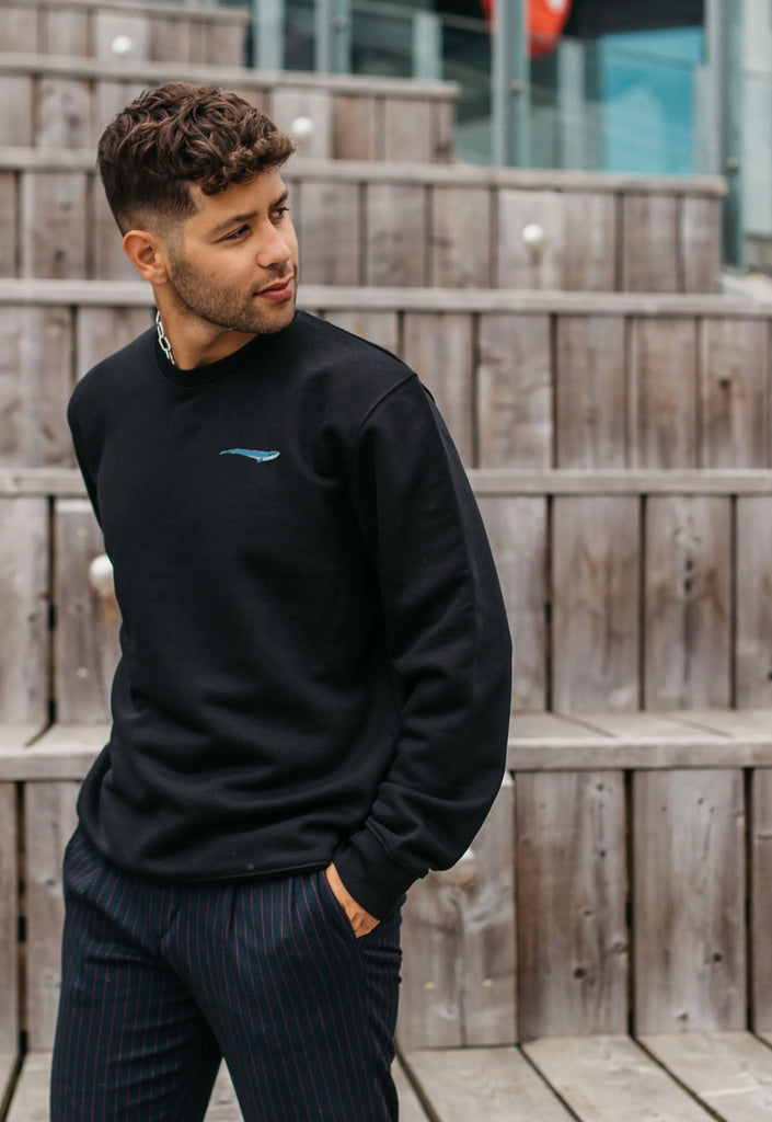 Blue Whale Embroidered Organic Sustainable Sweatshirt Jumper Big Wild Thought