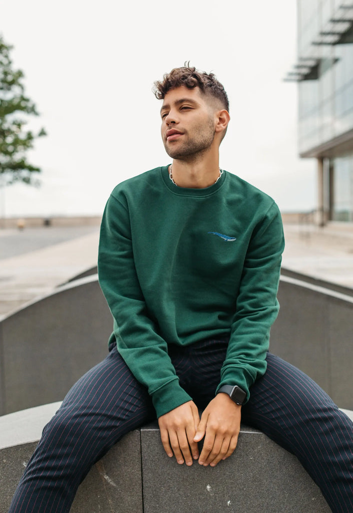 Blue Whale Embroidered Organic Sustainable Sweatshirt Jumper Big Wild Thought