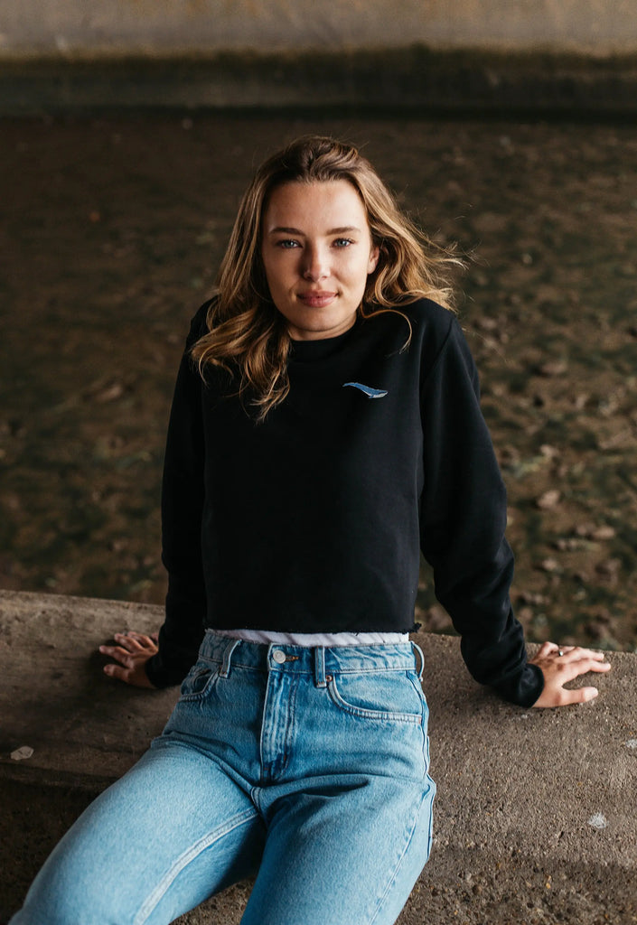blue whale womens cropped sweatshirt Big Wild Thought
