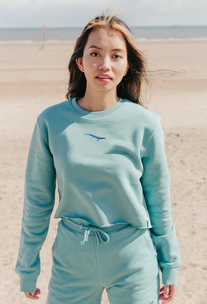 blue whale womens cropped sweatshirt Big Wild Thought
