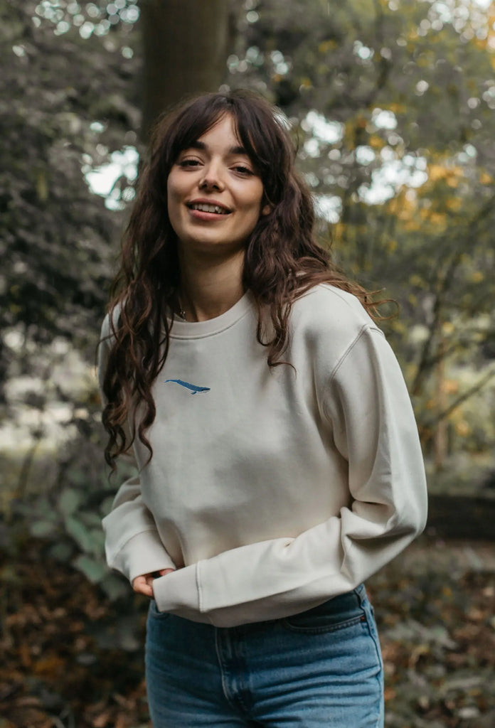 blue whale womens cropped sweatshirt Big Wild Thought