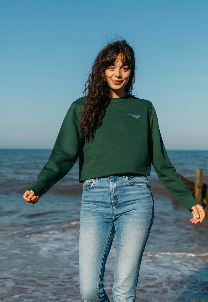 blue whale womens cropped sweatshirt Big Wild Thought