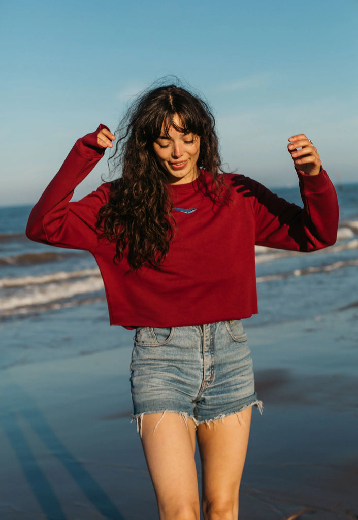 blue whale womens cropped sweatshirt Big Wild Thought