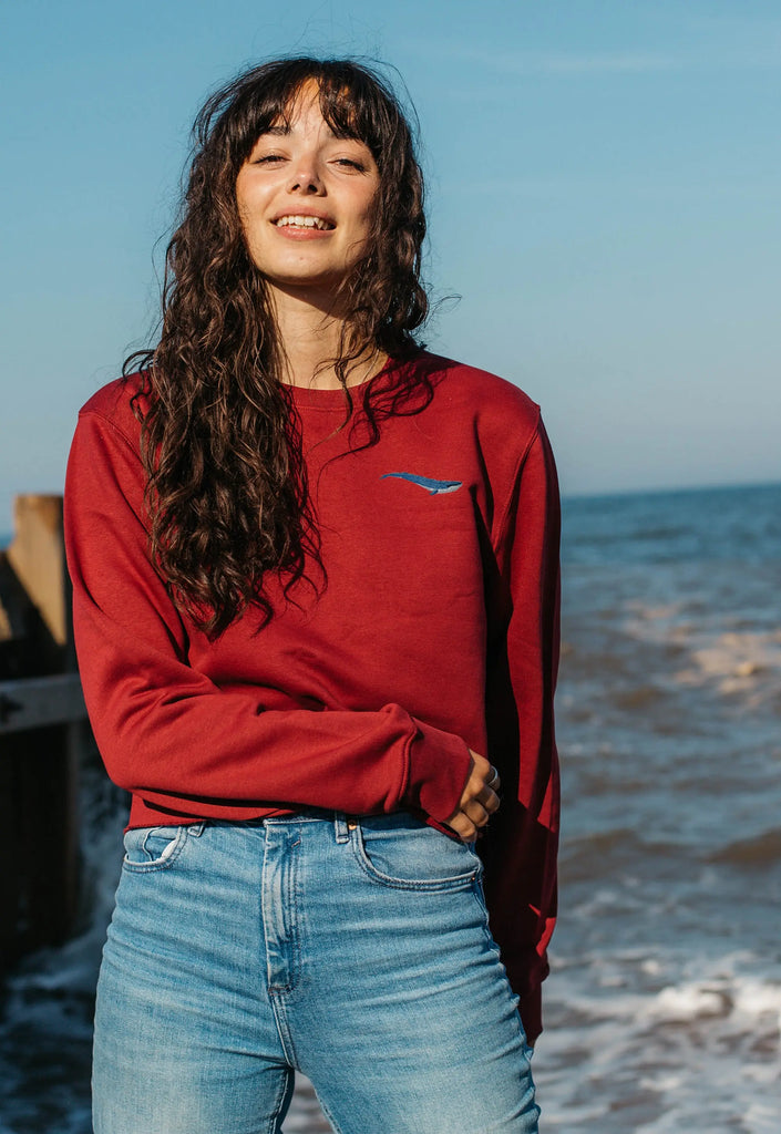 blue whale womens cropped sweatshirt Big Wild Thought