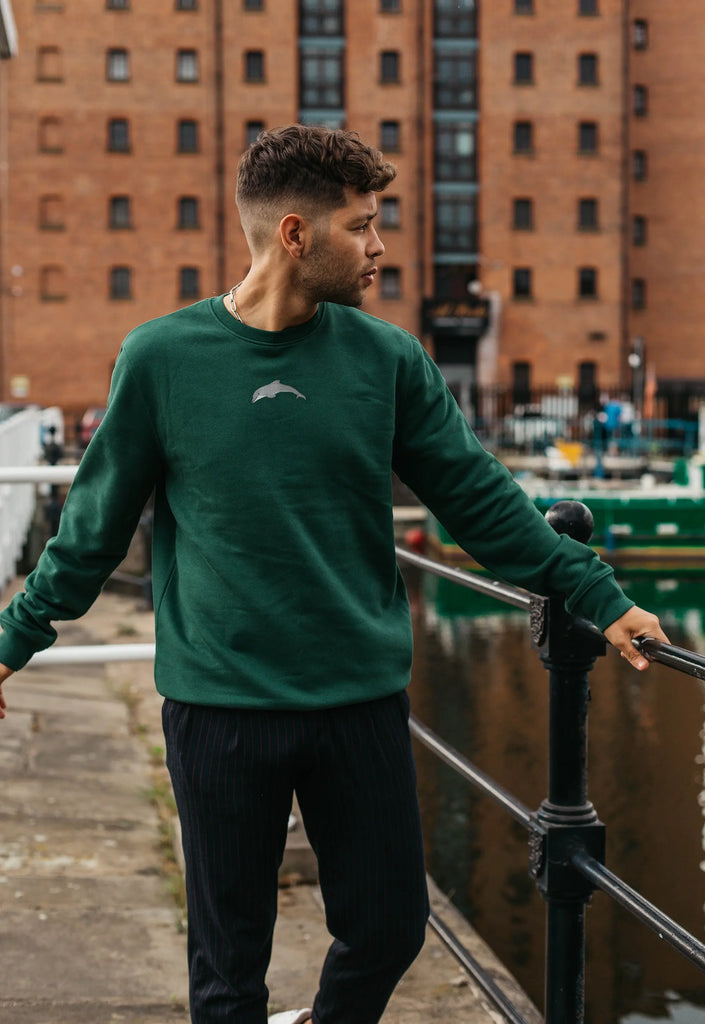 Dolphin Embroidered Organic Sustainable Sweatshirt Jumper Big Wild Thought