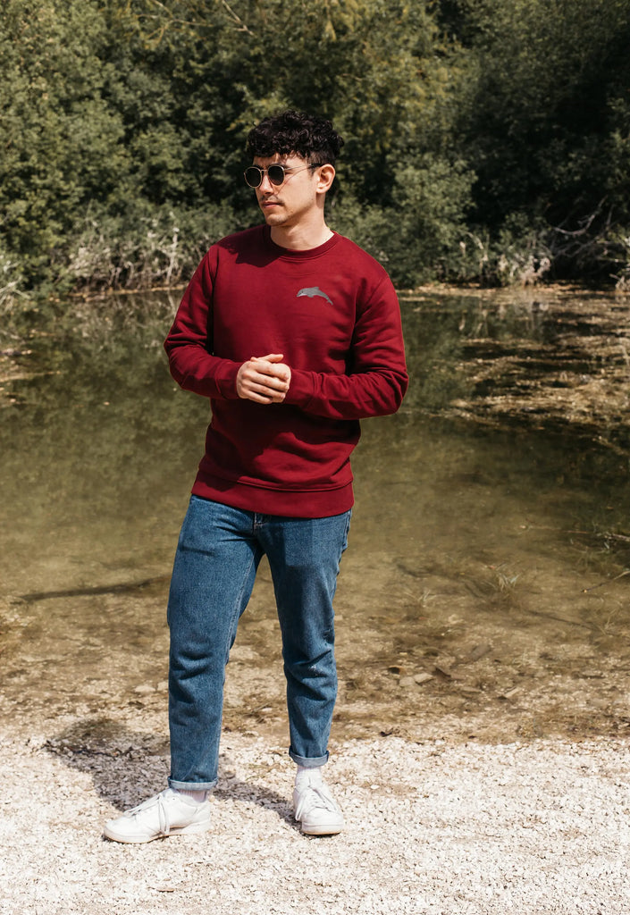 Dolphin Embroidered Organic Sustainable Sweatshirt Jumper Big Wild Thought
