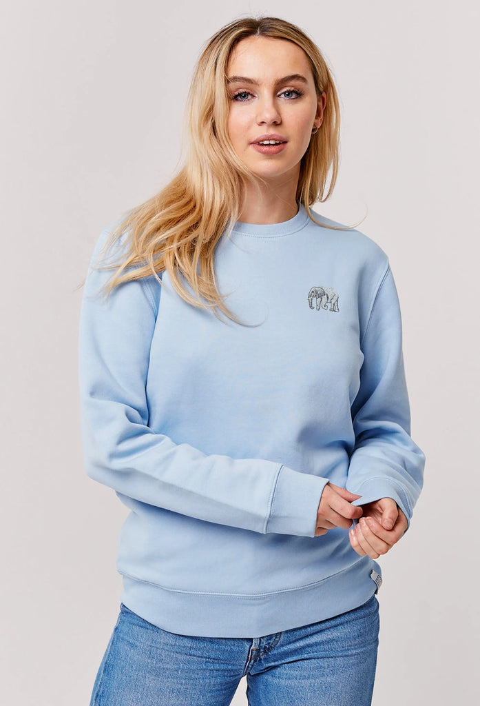 Elephant Embroidered Organic Sustainable Sweatshirt Jumper Big Wild Thought
