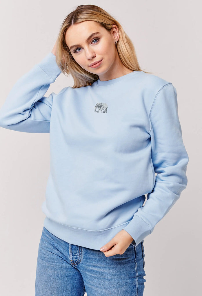 Elephant Embroidered Organic Sustainable Sweatshirt Jumper Big Wild Thought