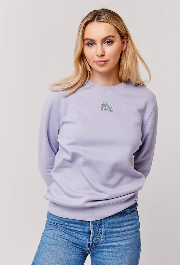 Elephant Embroidered Organic Sustainable Sweatshirt Jumper Big Wild Thought