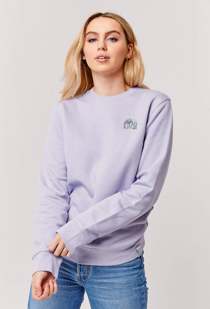 Elephant Embroidered Organic Sustainable Sweatshirt Jumper Big Wild Thought