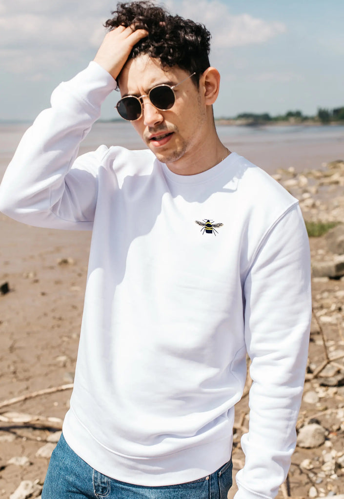 Garden Bumblebee Unisex Embroidered Organic Sustainable Sweatshirt Jumper Big Wild Thought