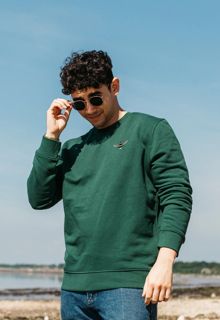 Garden Bumblebee Unisex Embroidered Organic Sustainable Sweatshirt Jumper Big Wild Thought