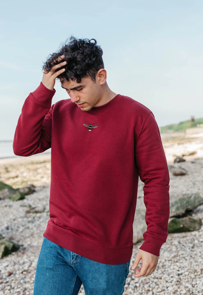 Garden Bumblebee Unisex Embroidered Organic Sustainable Sweatshirt Jumper Big Wild Thought